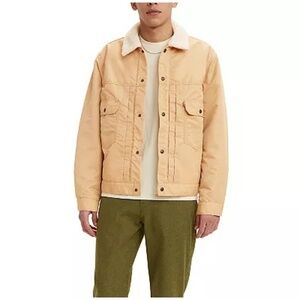 Levi's Trucker Jacket‎ Sherpa Collar Button Front Tan Coat, New